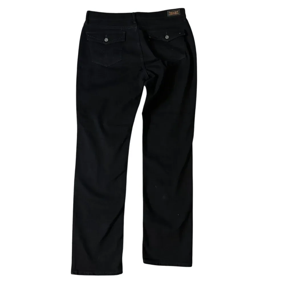 Levis's Womens Dark Black Stretchy 525‎ Perfect Waist Straight Leg Size 14M